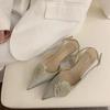 Elegant Woman Sandals High Heeled Sweet Rose Closed Toe Footwear Summer Slingback Pointed Fashion Dress Ladies Shoes