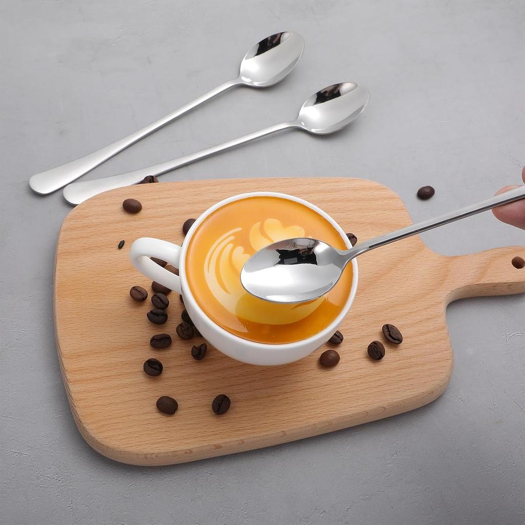 4Pcs Teaspoons, Stainless Steel Iced Tea Spoons, Long Spoons For Stirring, Stainless Steel Large Tablespoons, Metal Cutlery Spoon, Long Handle Iced