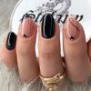 European and American Valentine's Day Nail Art Simple Fashion High Stripe Glitter Black Love Oval Wear Nail