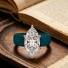 Minimalist Teal Silicone Band Ring, Marquise Cut Diamond Simulant Solitaire Ring, Versatile Everyday Wear Jewelry for Her