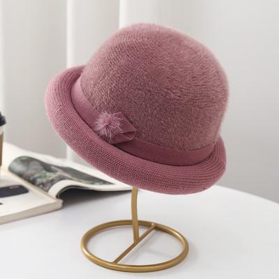 Hat Autumn Winter Women's Korean Version Rabbit Hair Hat Pot Hat Fisherman's Hat Dome Hat Winter Wool Hat Warm Hat