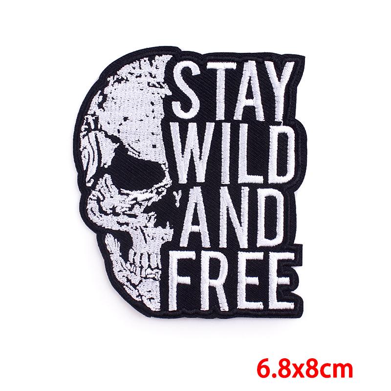 Drinking Coffee Skeleton Patches Skull Finger Letter Embroidery Patch For Clothing Thermoadhesive Patches On Clothes Punk Patch