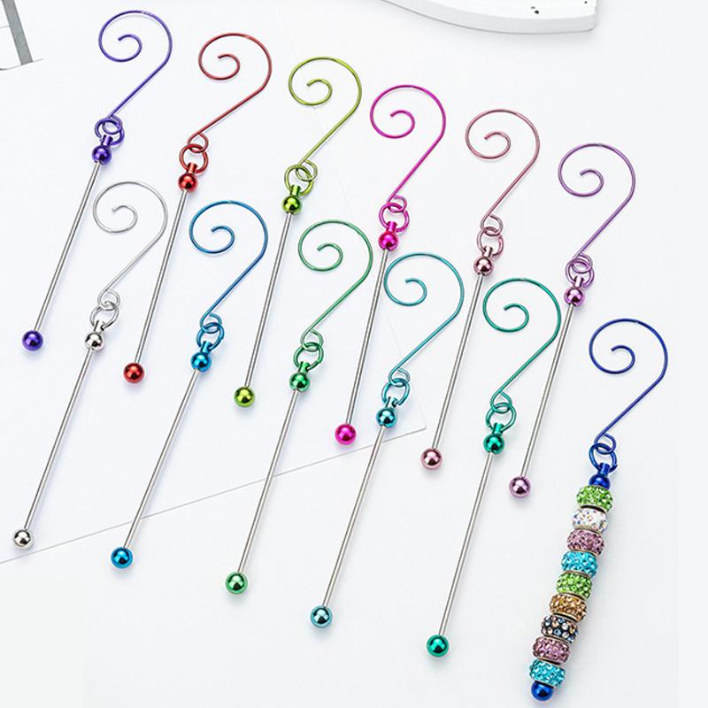 Beadable Metal Christmas Hangers For Crafting And Tree Decoration Colorful Hanging Hook Craft Accessories