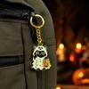 Cat Hanging Ornament Halloween Cartoon Black Keychain, Glow-in-the-Dark Ghost Costume Keychain Keyring, Enamel Kitten Backpacks Decorative Accessory,