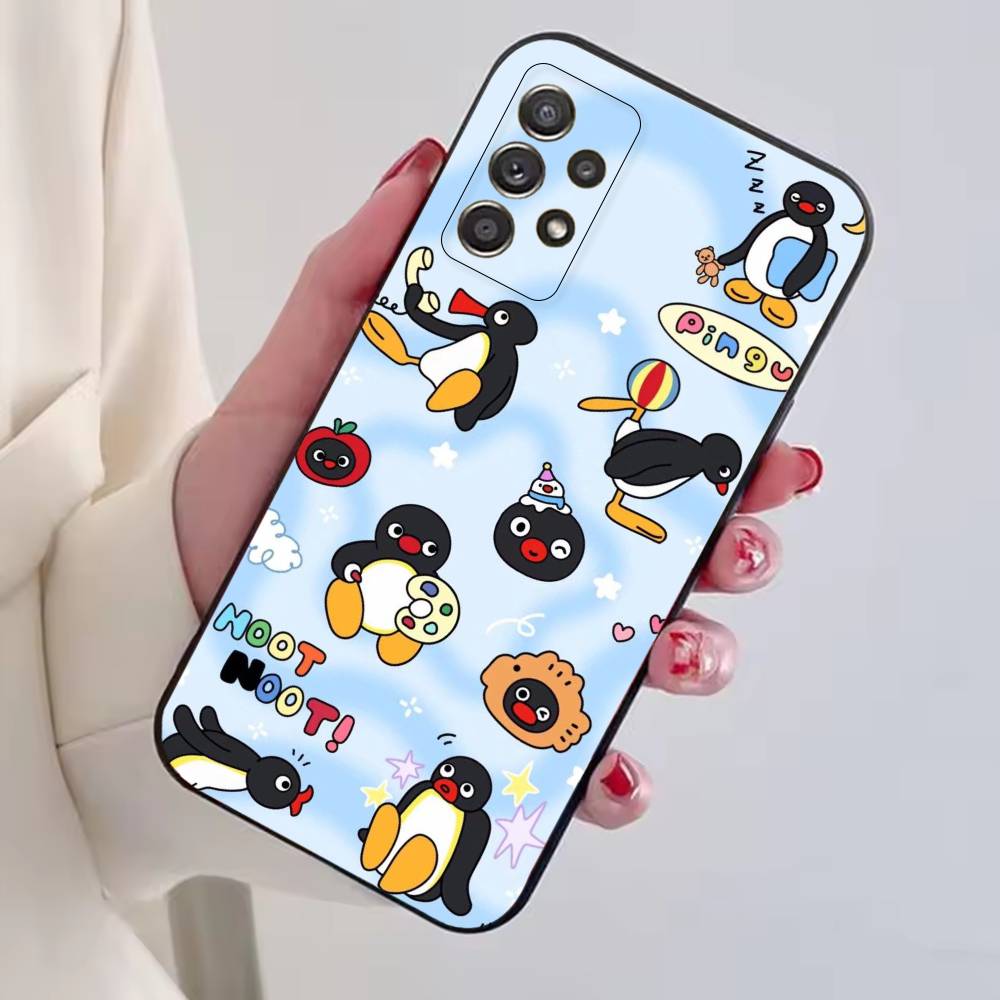 Cute P-Penguin Pingu Phone Case For Samsung S25,S24,S21,S22,S23,S30,Ultra,S20,Plus,Fe,Lite,Note,10,Black Cover