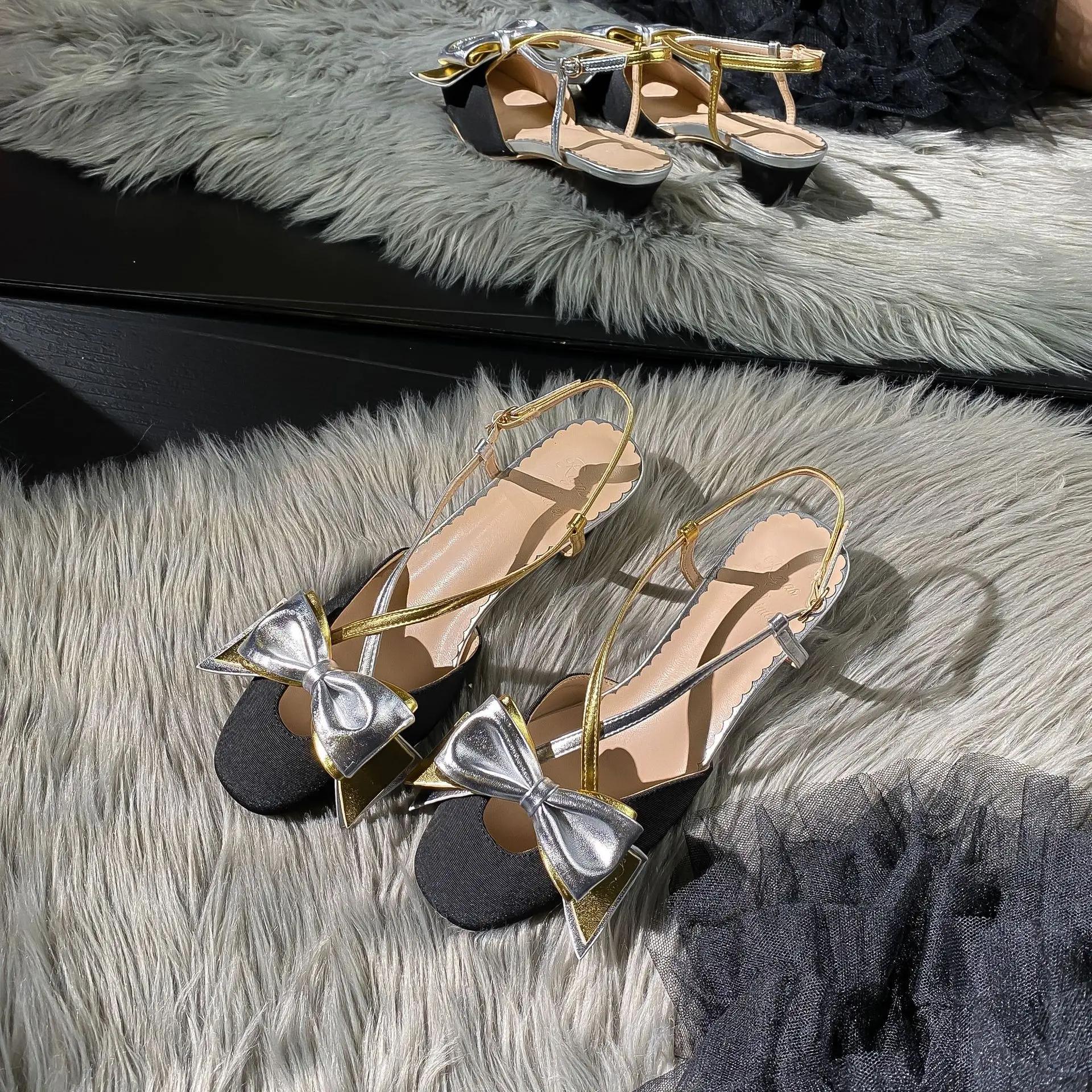 

Туфли Мэри Джейн для женщин из натуральной кожи с круглым носком и ремешком на пятке, женские сандалии с украшением в виде банта-бабочки, сандалии-гладиаторы, Zapatos De Mujer 34