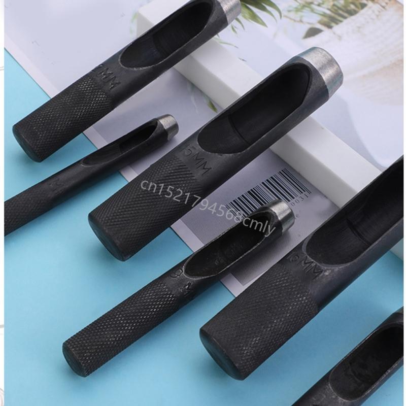 Hollow Steel Leather Hole Punches Tool for Leather Belt Round Hole Punching Tool 6XDE