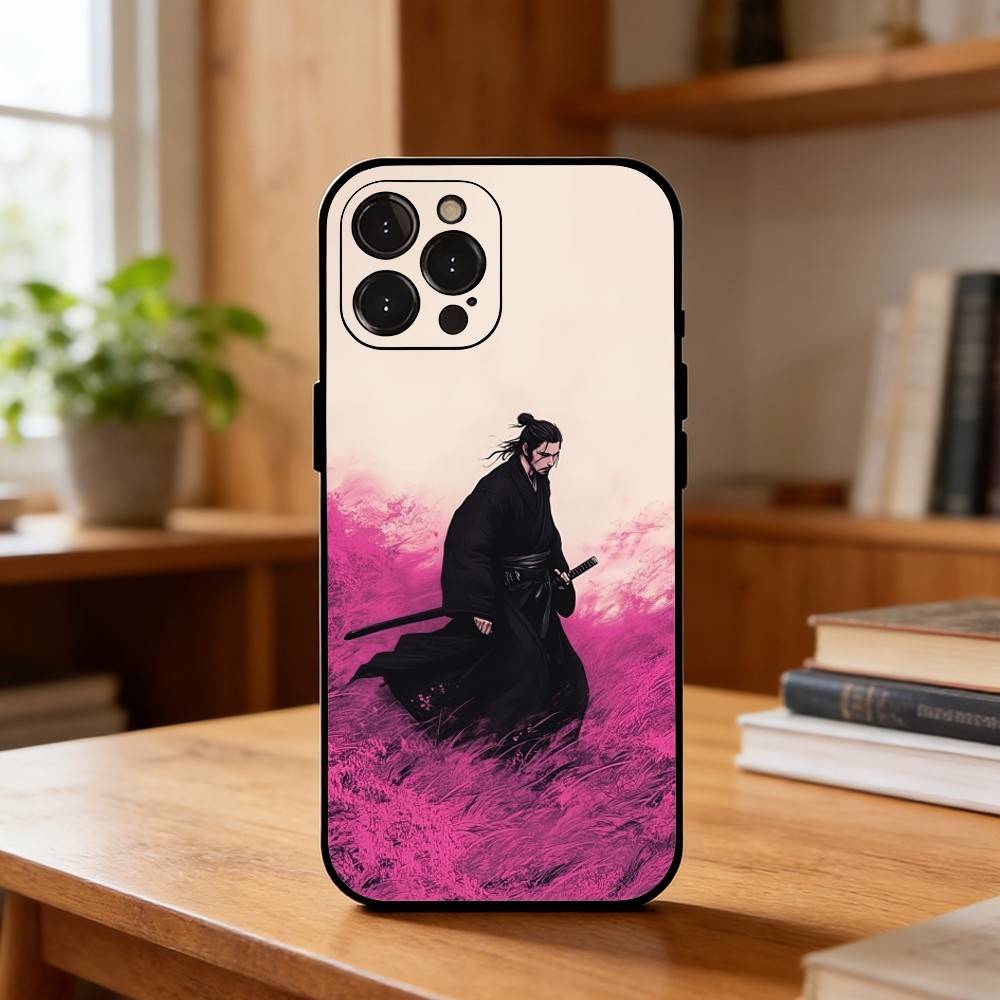 Classic V-Vagabond S-Samurai Phone Case For iPhone17,16,15,14,13,12,Plus,Pro Max, 5G Others Soft Black Cover iPhone12PROMAX