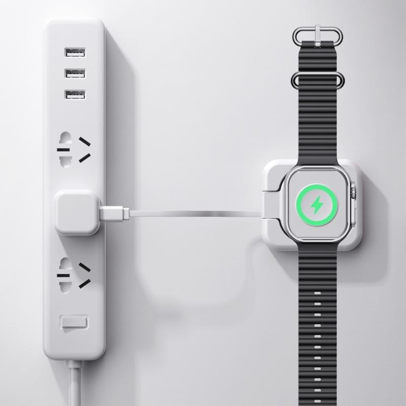 Adjustable Angle Wireless Charging For Watch 9/8/7/6/5/4 40mm 41mm 42mm Retractable Cable Charging Statino