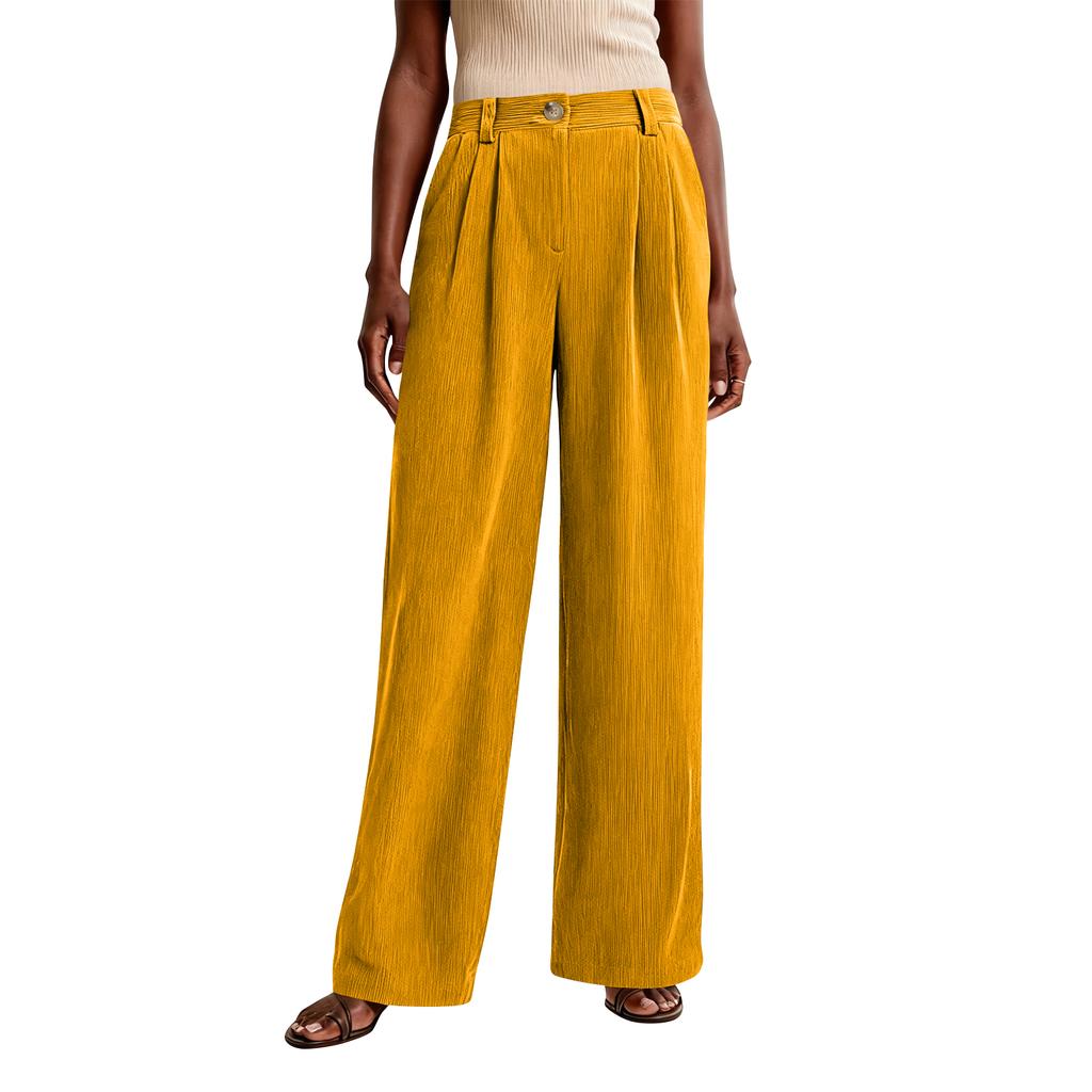 Women's Casual Fashion Pinstripe Straight And Winter Loose Wide-leg Straight Pants