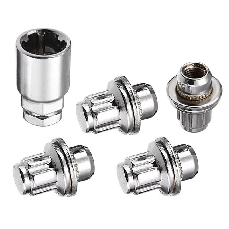 5PCS M12 x 1.5 Locking Wheel Bolts Anti-Theft Lug Nuts for Toyota Aluminum Alloy With Security Socket 43x25mm Zinc Plated