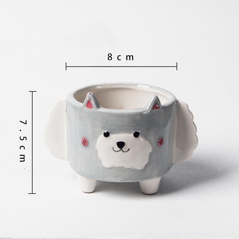 Animal Ceramic Flowerpot Cute Corgi Lamb Vase Cartoon Animal Decor Art Flower Arrangement Home Succulent Potted Home Decoration