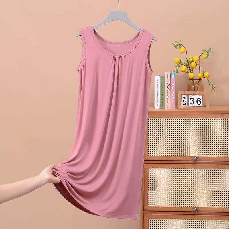 Pajama Women's Summer Sleeveless Vest Pajama Skirt, New Loose Large Size Suspender Skirt Spring and Summer