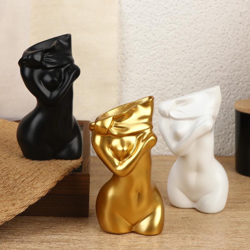 Vase Forme Corps Féminin Fait Main Sculpture Forme Artistique Porte-Fleurs Décoratif Décoration Moderne Table Maison Salon Bureau