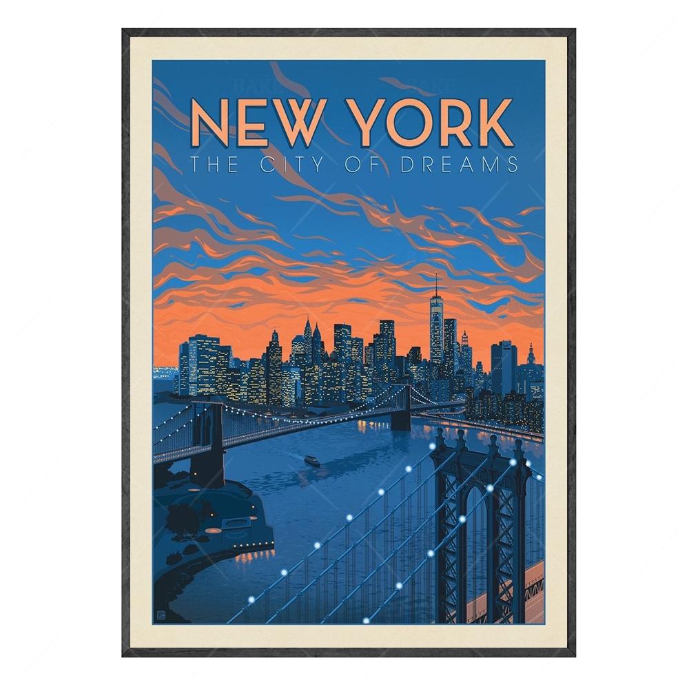 World City Landmark Painting Art Posters Florence Shang Hai Manhattan New York Paris Arc de Triomphe Home Eecor for Living Room