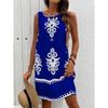 Abito estivo casual senza maniche stampato da donna, outfit da vacanza e da spiaggia, abiti bohémien, abbigliamento estivo Y2k da donna