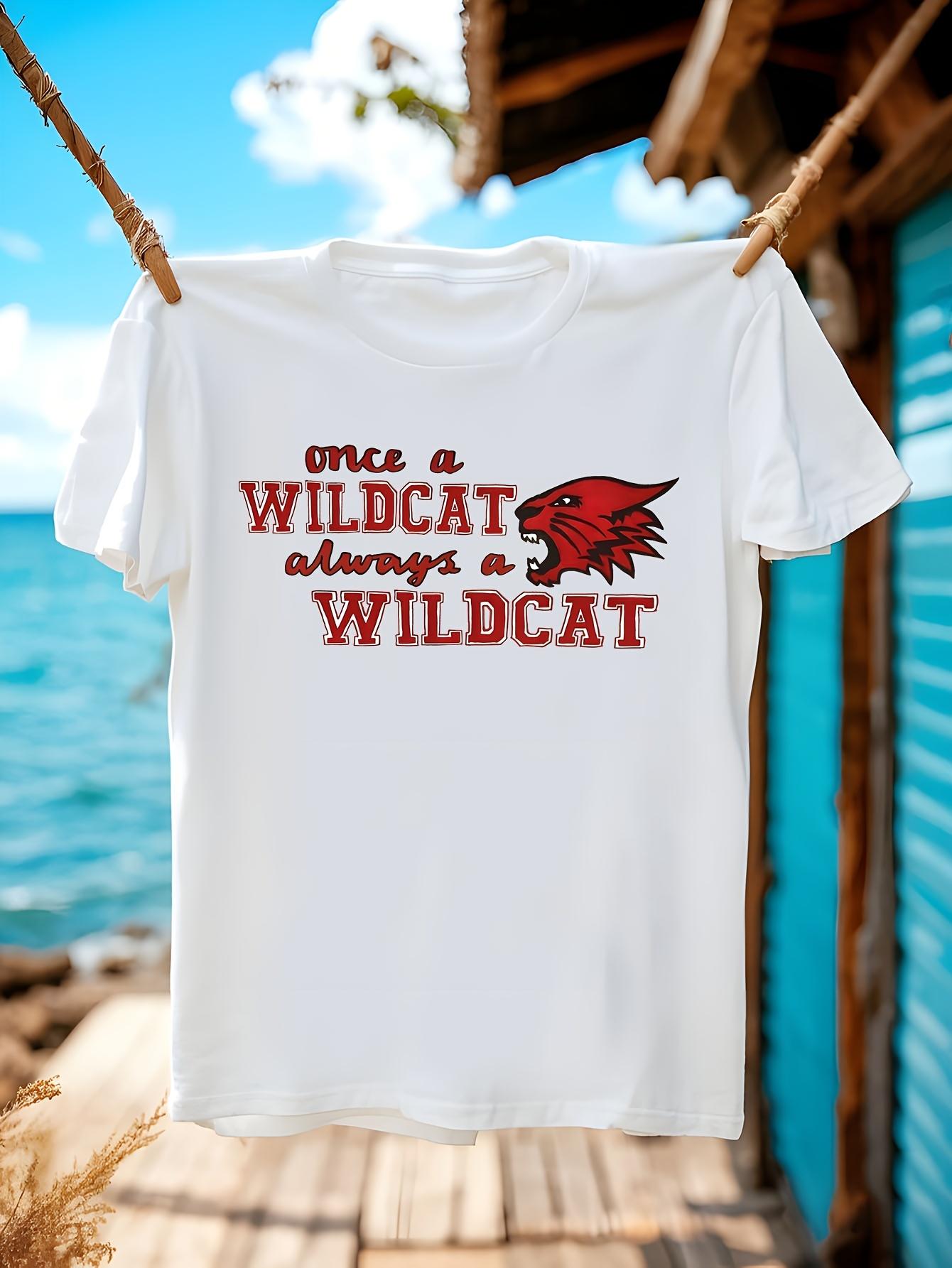 Vintage Wildcats Graphic - White Tee with Red & Black Wildcat Design T-shirt XXXL