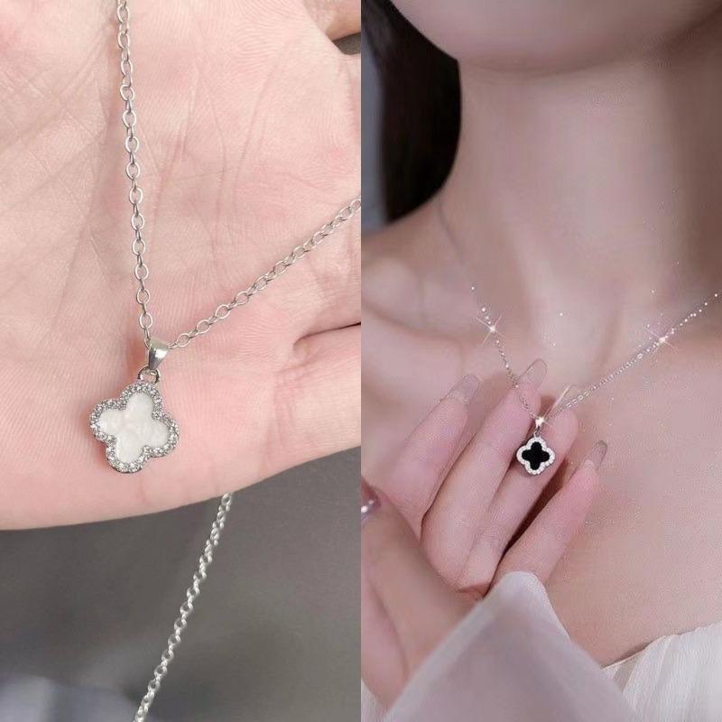 Shrimp skin four-leaf clover necklace, simple five-flower good luck and versatile jewelry for women, Japan and Korea