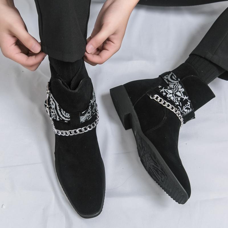 Trendy High Top Motorcycle Boots Branded Men's Cowhide Suede Business Boots Quality Comfortable Casual Leather Boots Sizes 38-46