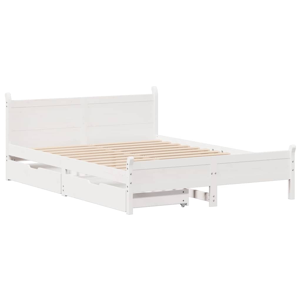 Vidaxl Bed Frame Without Mattress, White, 120X200 Cm, Pine Wood