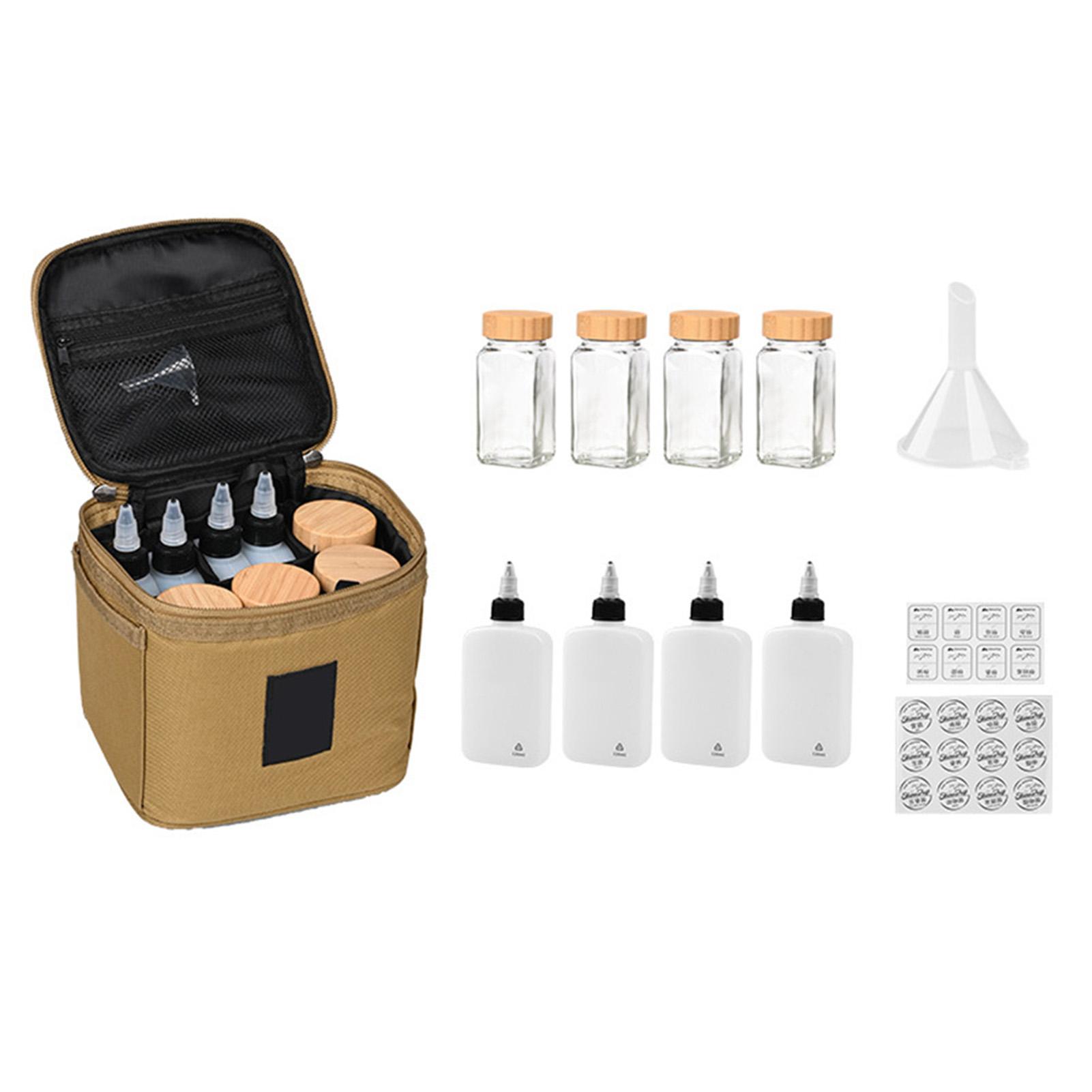 Transparent Glass Seasoning Bottle Set Portable Camping Seasoning Container For Picnic