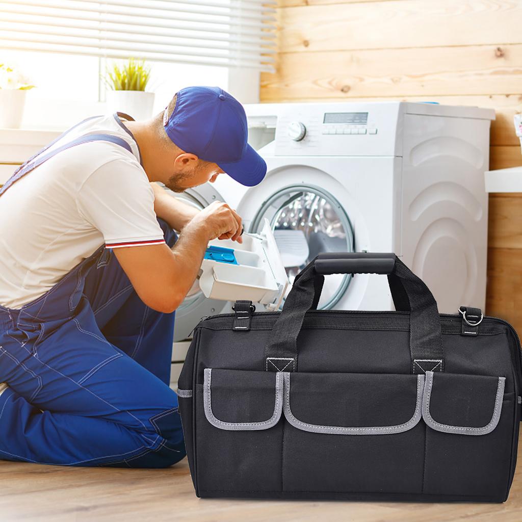 YILEQI 19in Oxford Cloth Tool Bag Gray WearResistant Hardware Storage Case with Shoulder Strap