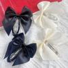 Satin Bow BB Clip Y2K Oval Hairpin Hair Accessories Cloth Hair Clip  Headwear