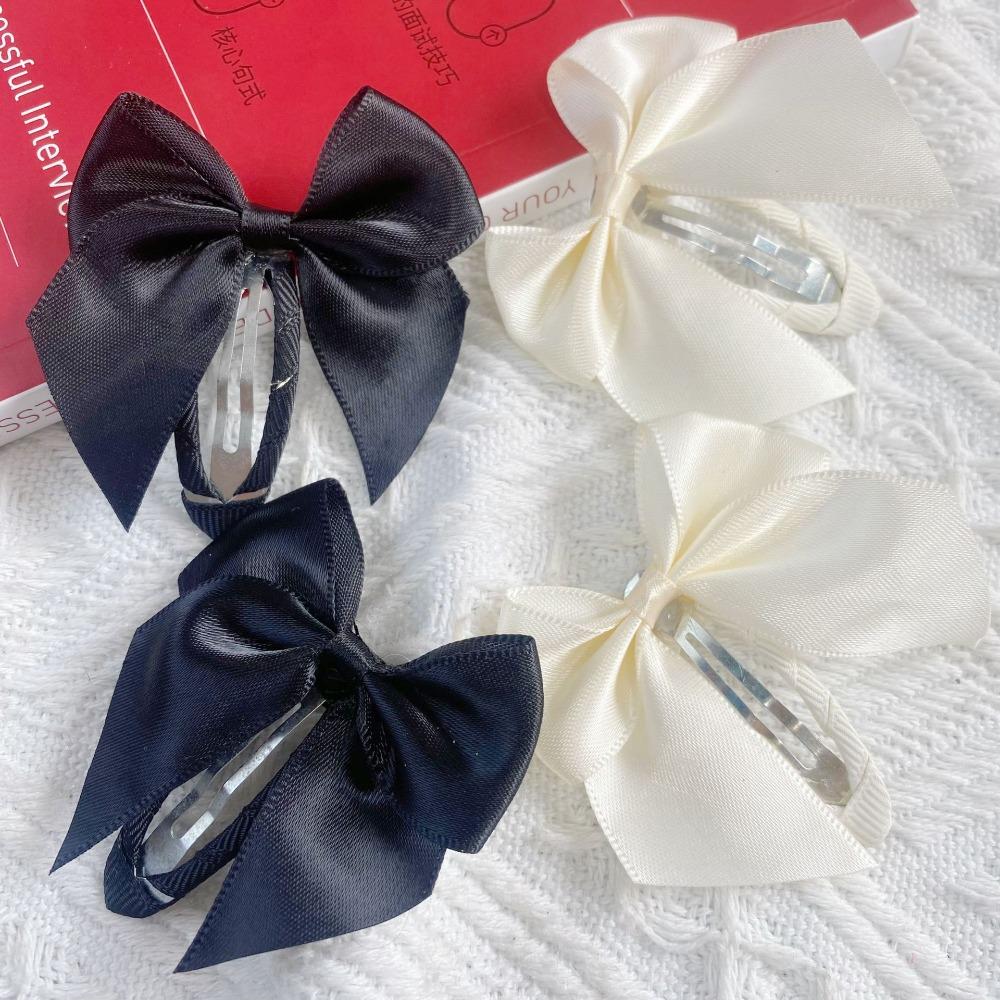 Satin Bow BB Clip Y2K Oval Hairpin Hair Accessories Cloth Hair Clip  Headwear