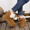 Soft Thick Bottom Furry Snow Boots Women 2025 Winter Chunky Platform Fluffy Fur Ankle Boots Cute Plush Ball Bowknot Cotton Shoes