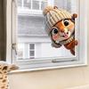 Static Cling Cute Squirrel Peeking Window Sticker for Home Glass Door Decor