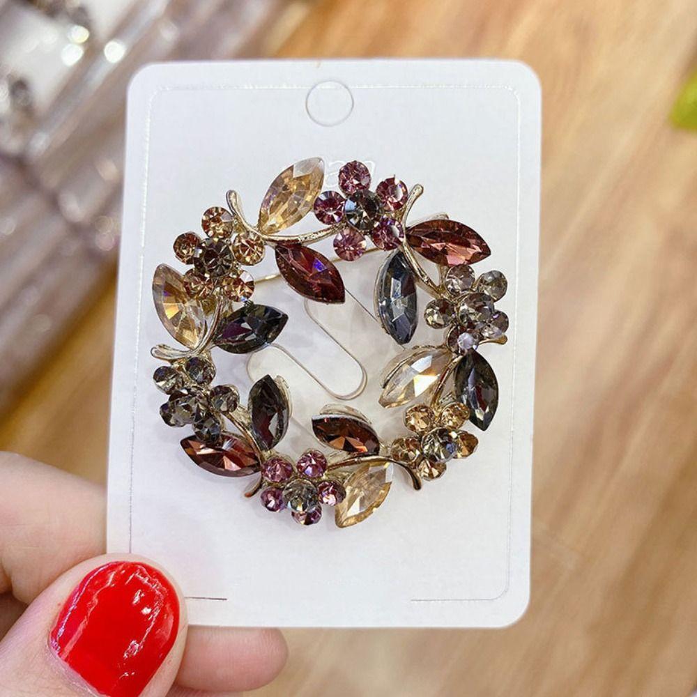Zinc Zinc Alloy Olive Wreath Brooch Wreath Women Brooch Cute Rhinestone Olive Branch Pin  Gifts