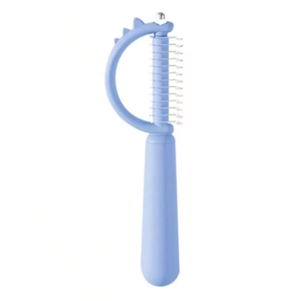 

Милый кот Двусторонняя расческа Форма динозавра Расческа для удаления шерсти Расческа для распутывания шерсти собаки Инструмент для ухода за домашними животными синий