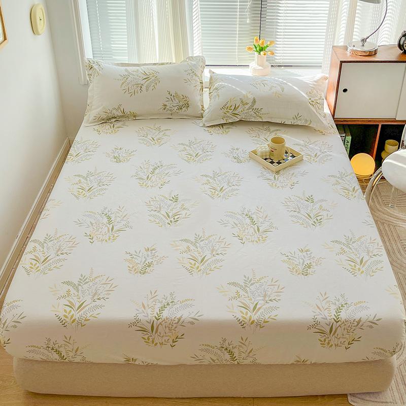 Single Double Bed 1pc Fitted Sheet Mattress Cover Super Soft Microfiber Bed Sheet (Without Pillowcase)