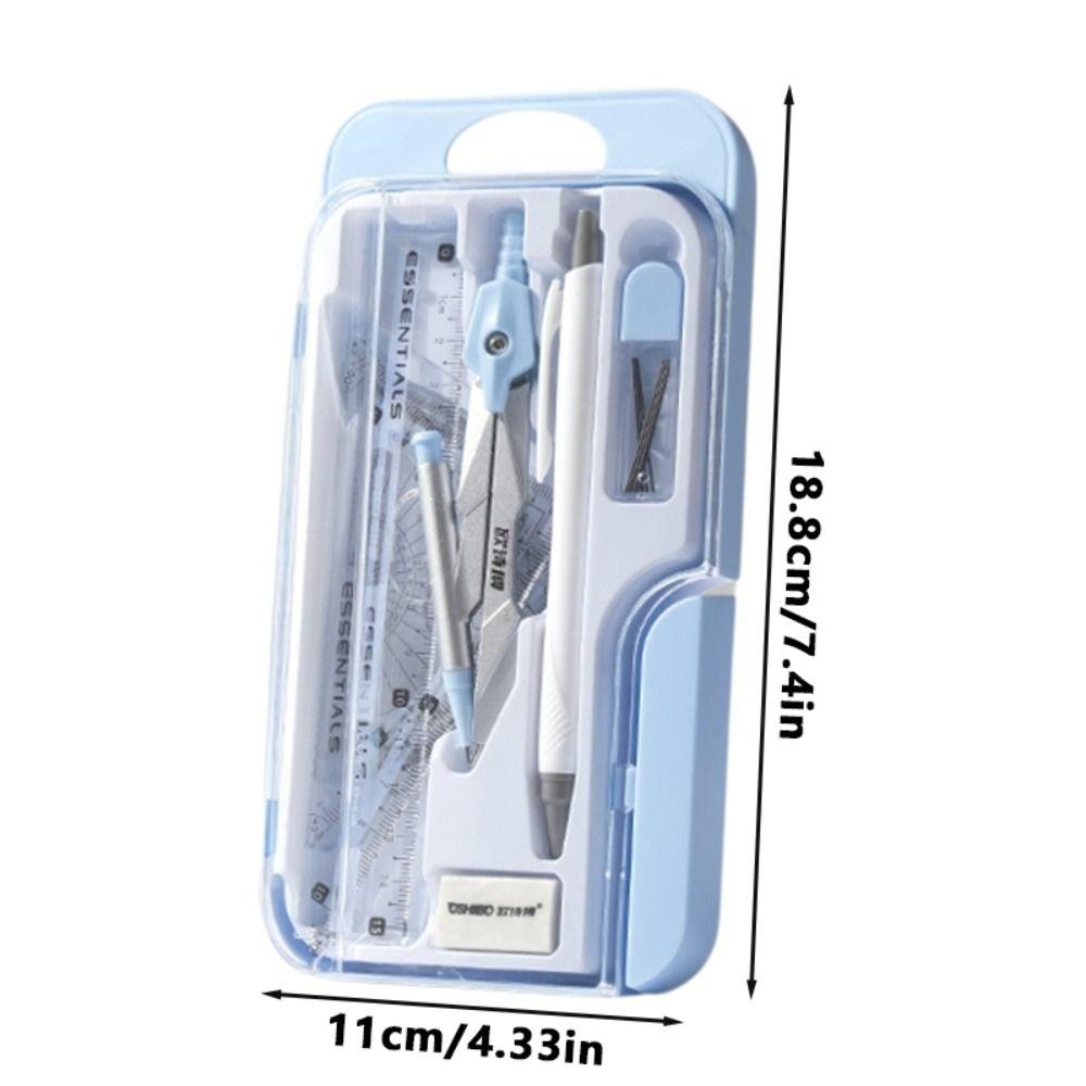 9PCS/Set Propelling Pencil Stationery Ruler Set Plastic Protractor Drawing Tool  Students