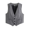 Dames Retro Ensfarget Godterifarge V-hals Kort Dressvest