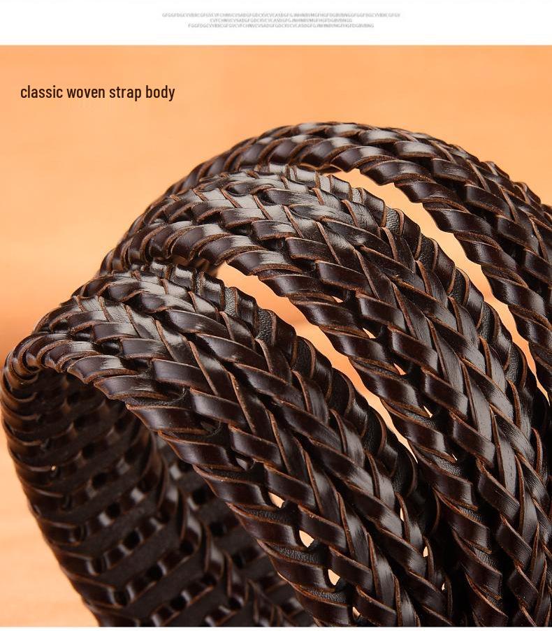 Men's Retro Hollow Genuine Leather Belt with Pin Buckle