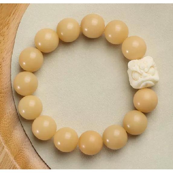 Lion Dance Gradient Bodhi White Jade Bodhi Bracelet Gentle and delicate Buddhist prayer beads bracelet made of Bodhi seeds
