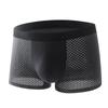 Men's Mid-Rise Ice Silk Mesh Boxer Briefs with Wide Elastic Waistband