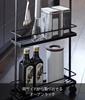Yamazaki Jitsugyo Slim Kitchen Wagon Black Approx. W38XD12XH66cm Tower [Complete Product Only Casters and Hooks Are Installed by the Customer] 7152