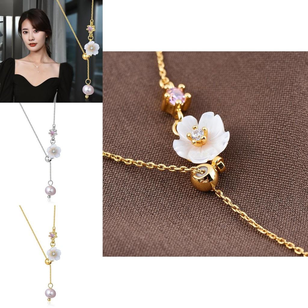 Chic 2022 New Fashionable Pearl Shell Flower Necklace With Zirconia Accents For Women