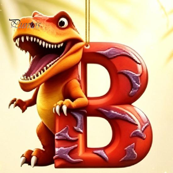 Englischer Aufklärungs Lernwerkzeug 26 Buchstaben Cartoon Dinosaurier Adventskalender, 2D Acryl Dino Figuren Nicht Wiederholende Buchstaben Ornamente Weihnachten
