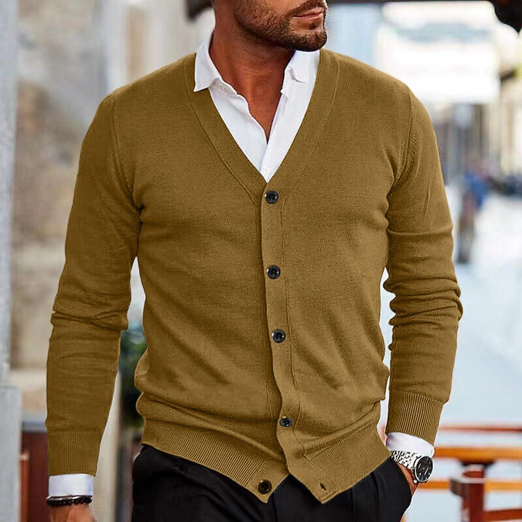 Herren Casual V-Ausschnitt Strickjacke mit figurbetonter Passform