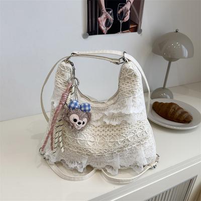 Summer Casual Vacation Ethereal Lace Mesh Large Capacity Underarm Shoulder Tote Bag for Women - Commute Versatile