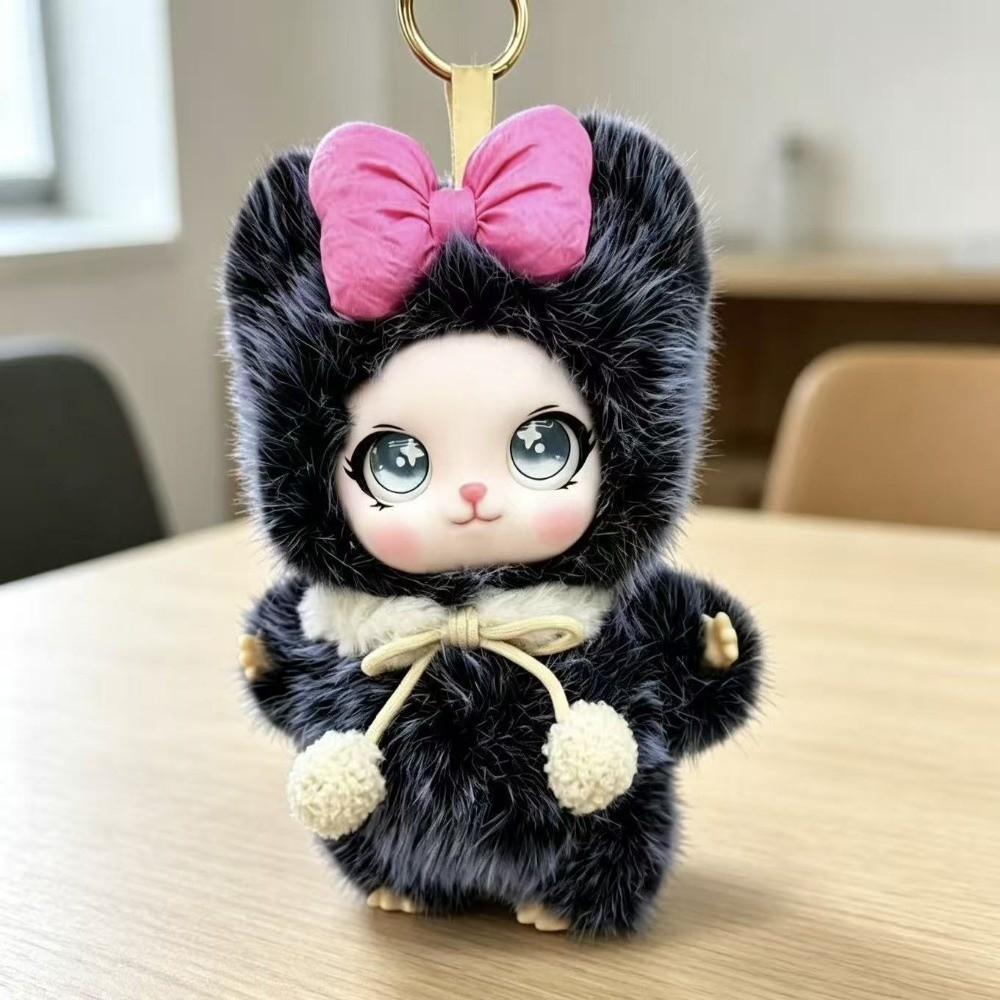 Cartoon Bag Charm Keychain Sparkling Big Eyes Plush Toy Keychain  Jewelry Accessories
