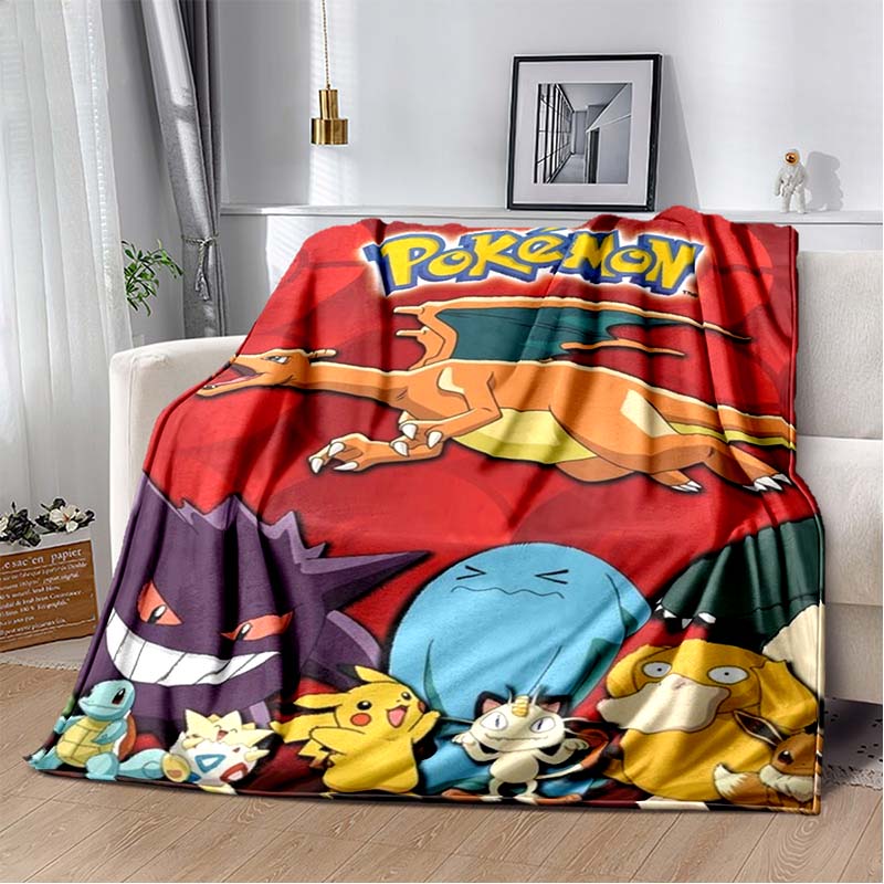 3D-Printed Cute Cartoon Charizard Blanket — Fluffy, Soft, and Warm Throw for Bedroom Decor and Home Comfort