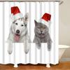 Süßer Sibirischer Husky Duschvorhang Weihnachtlicher Duschvorhang Set Husky Hund Welpe Badezimmervorhang Haustier Hunde Weihnachten Heimdekoration