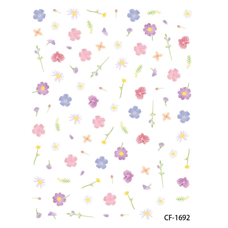 Embossed Realistic Dried Flower Nail Art Stickers - Japanese Style Graffiti Wildflowers