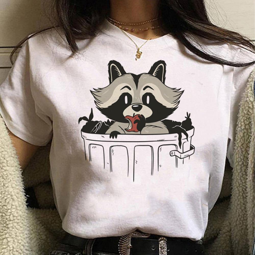 Racoon top women designer streetwear t shirt girl y2k 2000s clothing