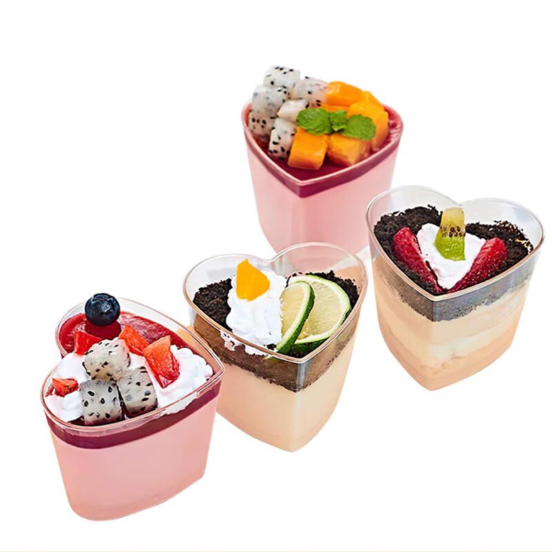 Pabei GD2019 70ML Mini Heart-Shaped Disposable Dessert Cups (100-Pack)