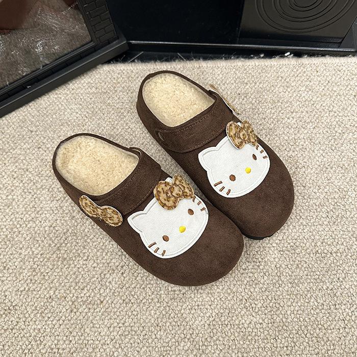 

Versatile Baotou Casual Slippers Women s Autumn and Winter Cute Cartoon Outer Wear Casual Lotus Leaf Edge One Pedal Baotou Slippers 40 темно-коричневого